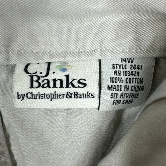 CJ Banks Womens Pants Capri Crop Women's Plus Size 14W Beige - Picture 3 of 10